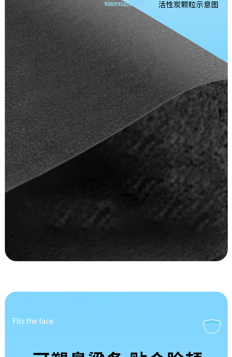 Huadun Disposable Activated Carbon Mask Dustproof Anti-smog Anti-droplet 50pcs Box Gray Standard 4