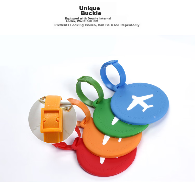 Banzheni Luggage Silicone Strap Tag, Cartoon Carry-On Tag, Luggage Identification Board for Air Travel, Includes Handwritten Information Card, Orange 6