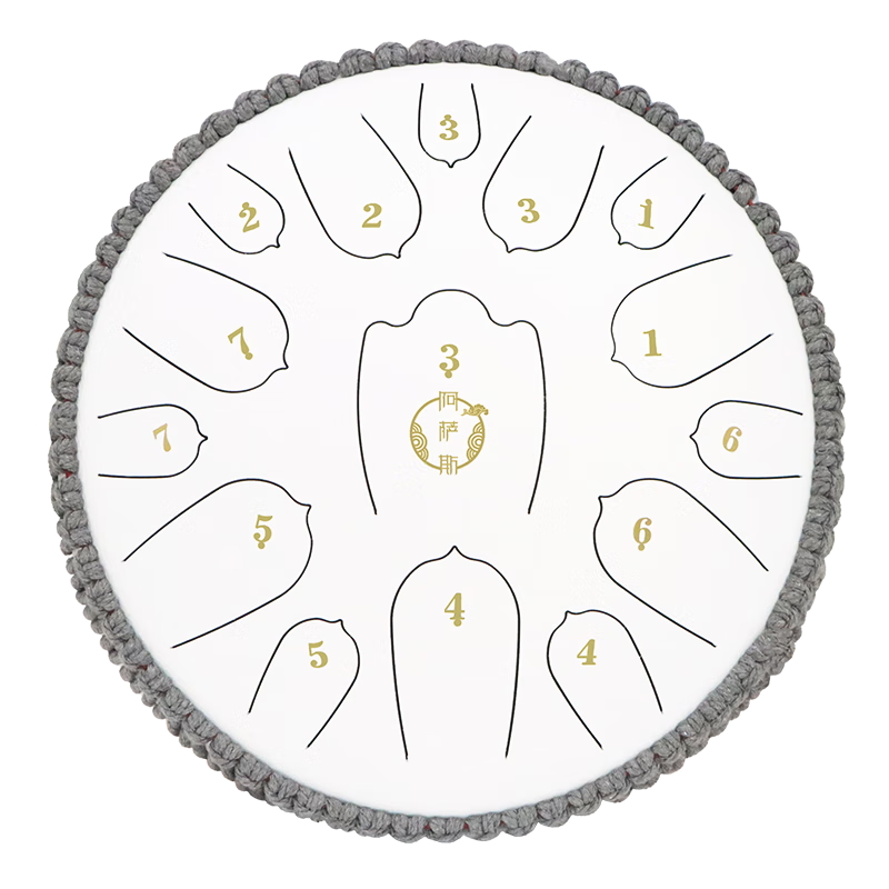 Asasi Ethereal Drum, 15 Tones, 13 Inches, Adult Beginner Upgrade Carbon Steel Tongue Drum, Children's Gift, Lotus - Bright Moon White