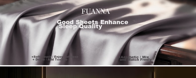 Fuanna Cotton Summer Bed Sheet 60s Long-Staple Cotton Sateen Bedspread Cover for Single Double 1.5m x 2m Bed 1