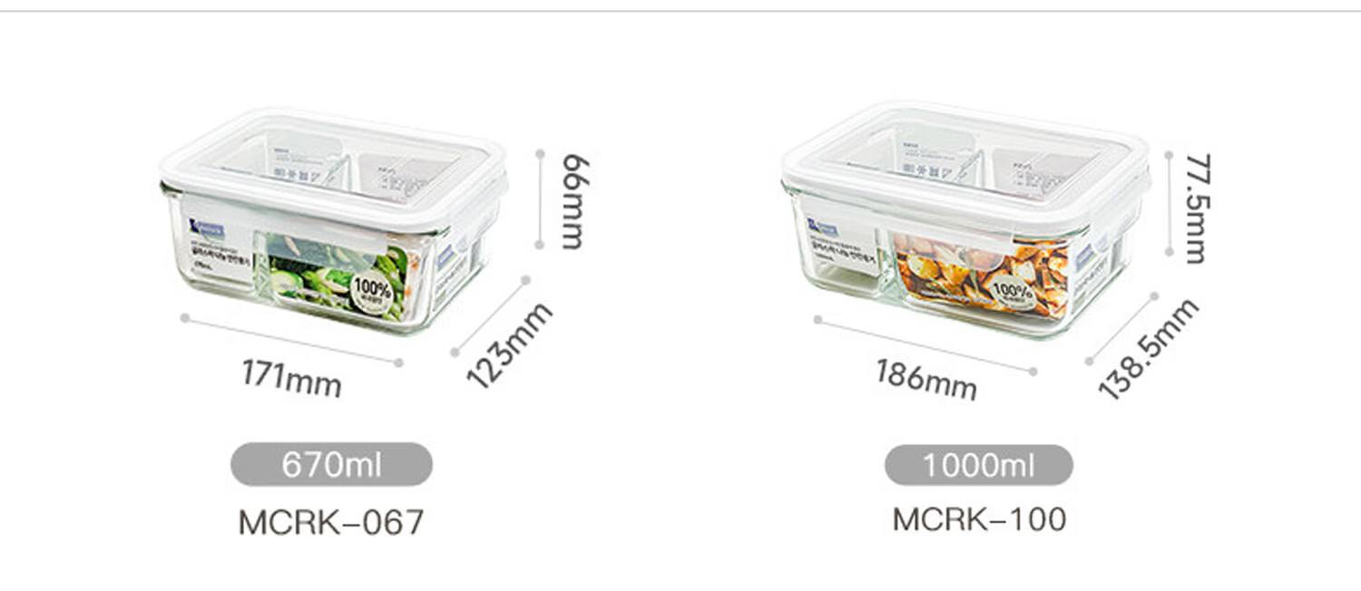 GLASSLOCK Imported Tempered Glass Food Storage Container for Office Workers, Microwave-Safe Lunch Box with Large Capacity 715ml 8