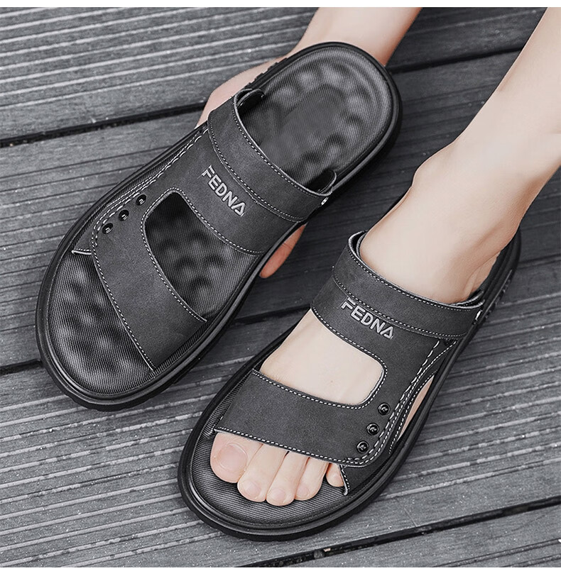 CARTELO Men's Sandals, Summer Breathable Outdoor Beach Shoes, Men's Hole Shoes, Soft-Soled Slippers for Men, 1228 Black, Size 42 13