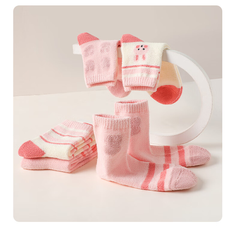 LangSha Children's Socks, Girls' Mid-Calf Cotton Socks, Fleece-Lined And Thickened, Winter Warmth, for Students, Older Girls, Baby Girls, Terry Socks 17
