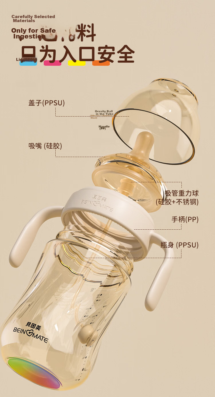 Beingmate Baby Diamond Glow Feeding Bottle Gift Set Newborn Anti-Colic Eccentric Nipple 0-3-6 Months PPSU Baby Bottle BBS 9