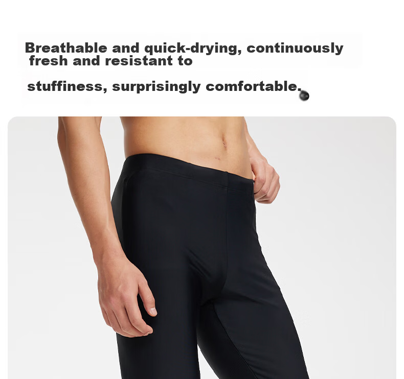 ANTA Men's Swim Shorts, Long Swimming Trunks, Two-Piece Surfing Beach Swimwear, Sun Protection, Rafting Snorkeling, Quick-Drying Knee-Length Pants, Size L 14
