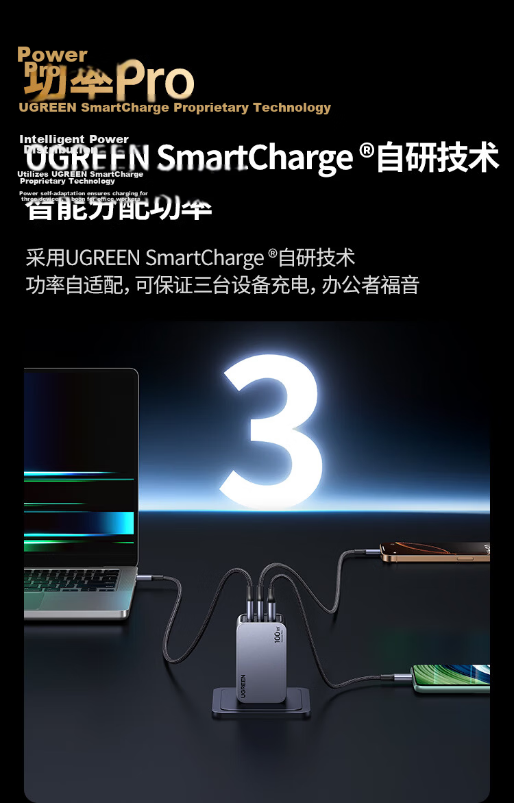 UGREEN 100W GaN Charger Set Type-C Multi-Port PD/PPS Fast Charger Compatible with Apple 17 Xiaomi 17 Samsung Phones Laptops MacBook Pro with Cable 10
