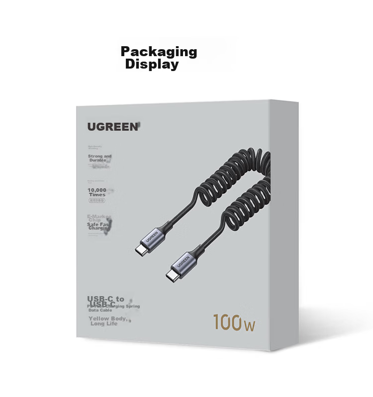 UGREEN Car Spring Charging Cable, Retractable Type-C Data Cable, 6A, Suitable for Huawei Honor Super Fast Charging 100W/66W, Xiaomi Phones Pura80/70/Mate70/60 30
