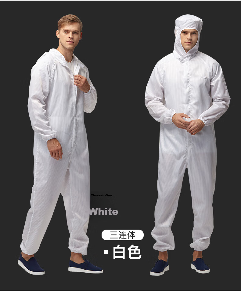 HANYANGCLEAN Anti-Static Coverall Cleanroom Suit Dustproof Paint Protective Workshop Workwear White 3XL 12