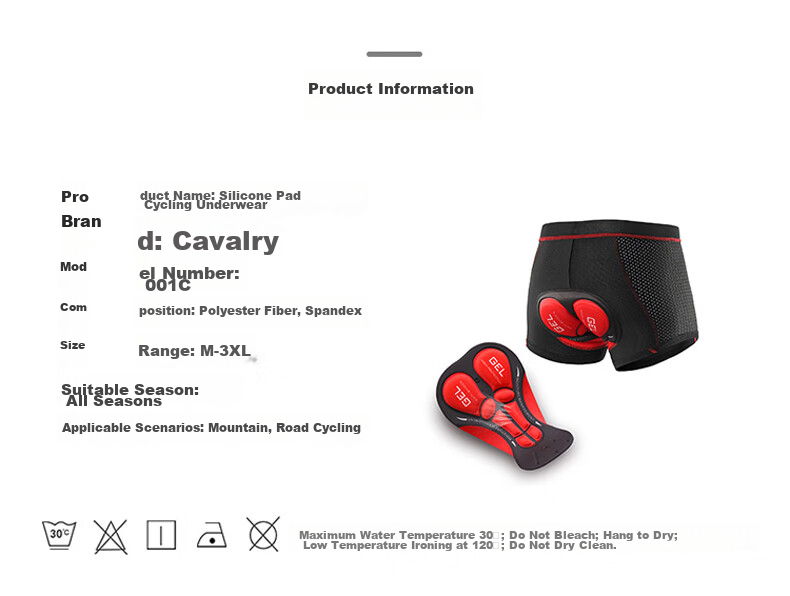 CAVALRY Cycling Shorts with Silicone Gel Pad for Men and Women Mountain Road Bike Shorts Seat Cushion Black Red XXL 5