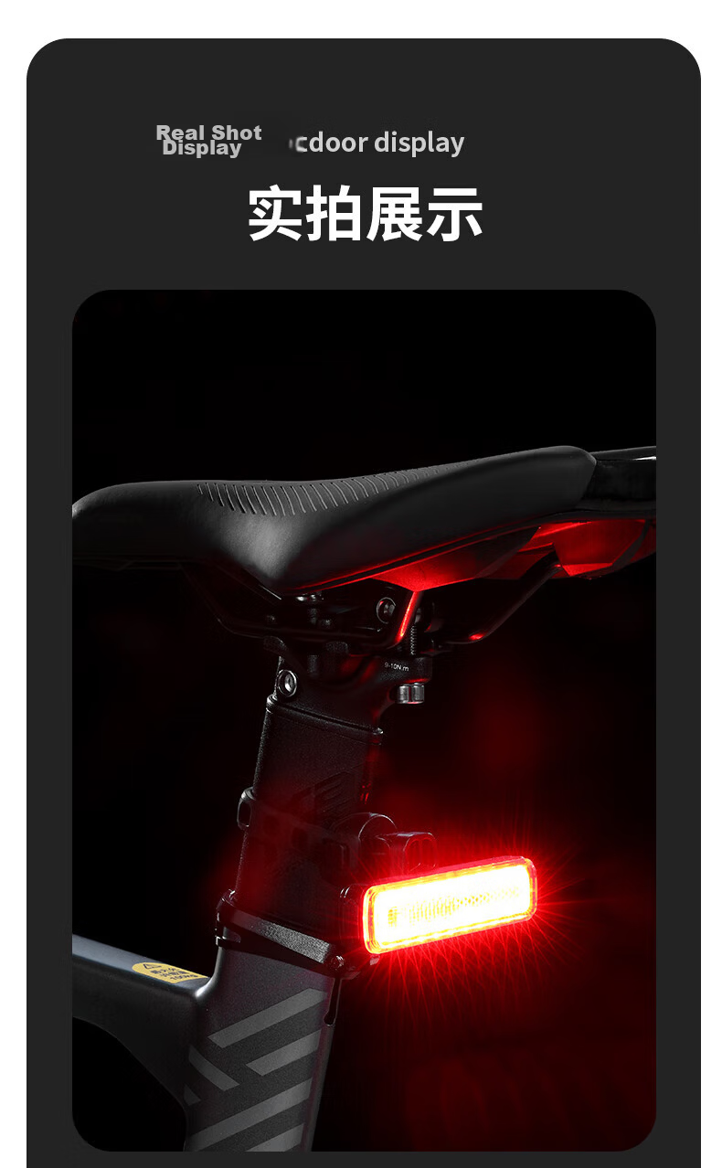 Captain Tas Bicycle Tail Light Type-C Rechargeable Waterproof Safety Night Riding Warning Road Mountain Bike Tail Light Accessory 13