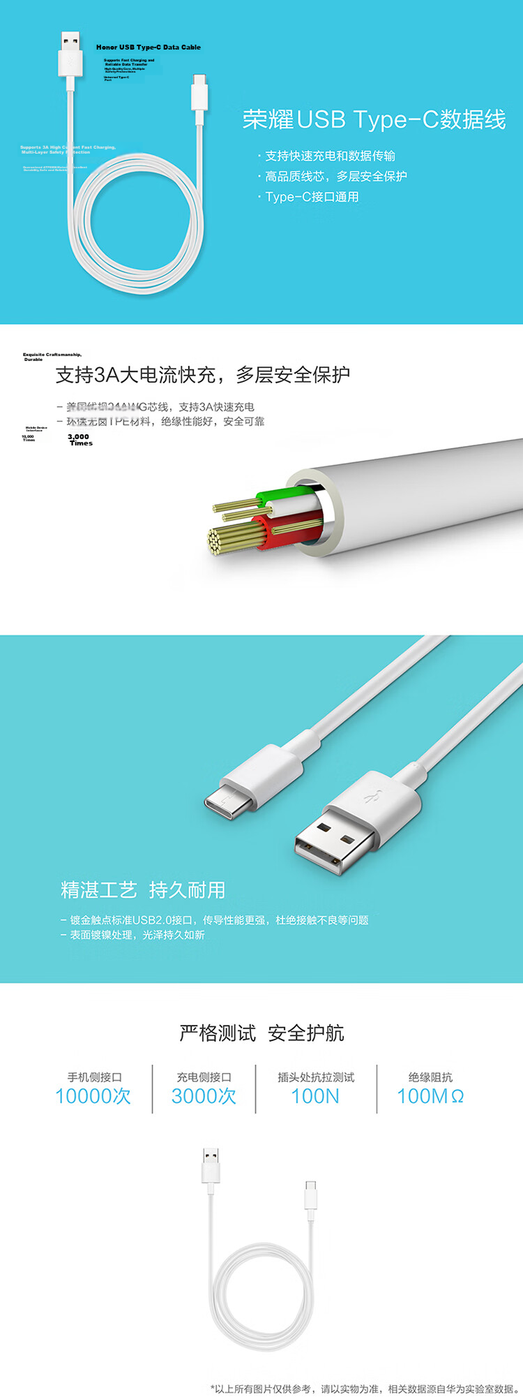 HONOR 3A Type C Data Cable/Charging Cable/Fast Charge AP71 Compatible with HONOR Magic8/HONOR 400/X Series/Huawei Mate70/P Series/Nova Series 1