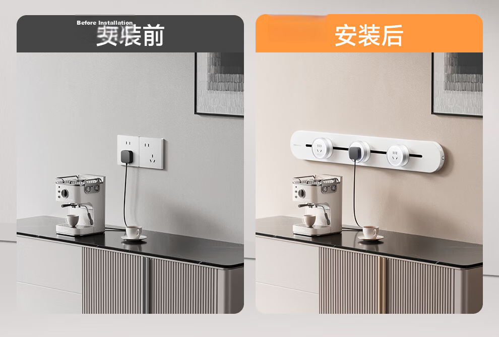 NVC Lighting Surface Mounted Track Socket Movable Sliding Track Socket with Light Ring 100cm + Five-Hole*5 DP12 White 19