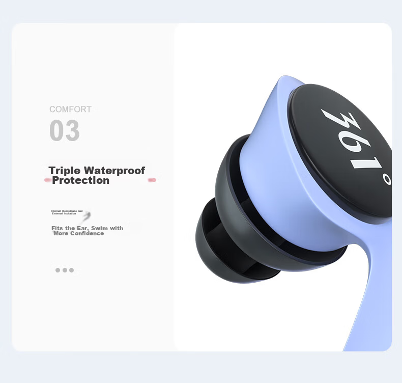 361° Swimming Earplugs Waterproof Anti-Slip Earplugs for Men and Women Diving Accessories Gray Blue 14
