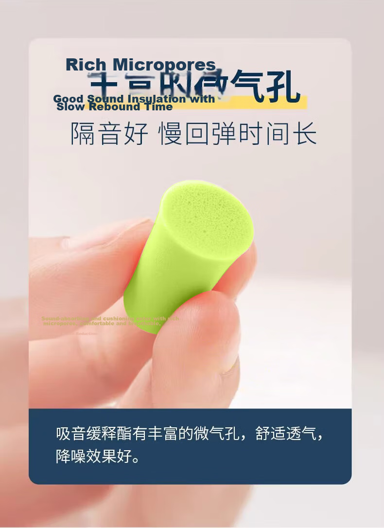 Shunxuan Noise-Cancelling Earplugs for Sleeping, Non-Damaging to Ears, Ultra-Absorbent Industrial Factory Noise Reduction Earplugs for Men And Women, Pack of 10, Light Yellow Slim Waist S037-S 6
