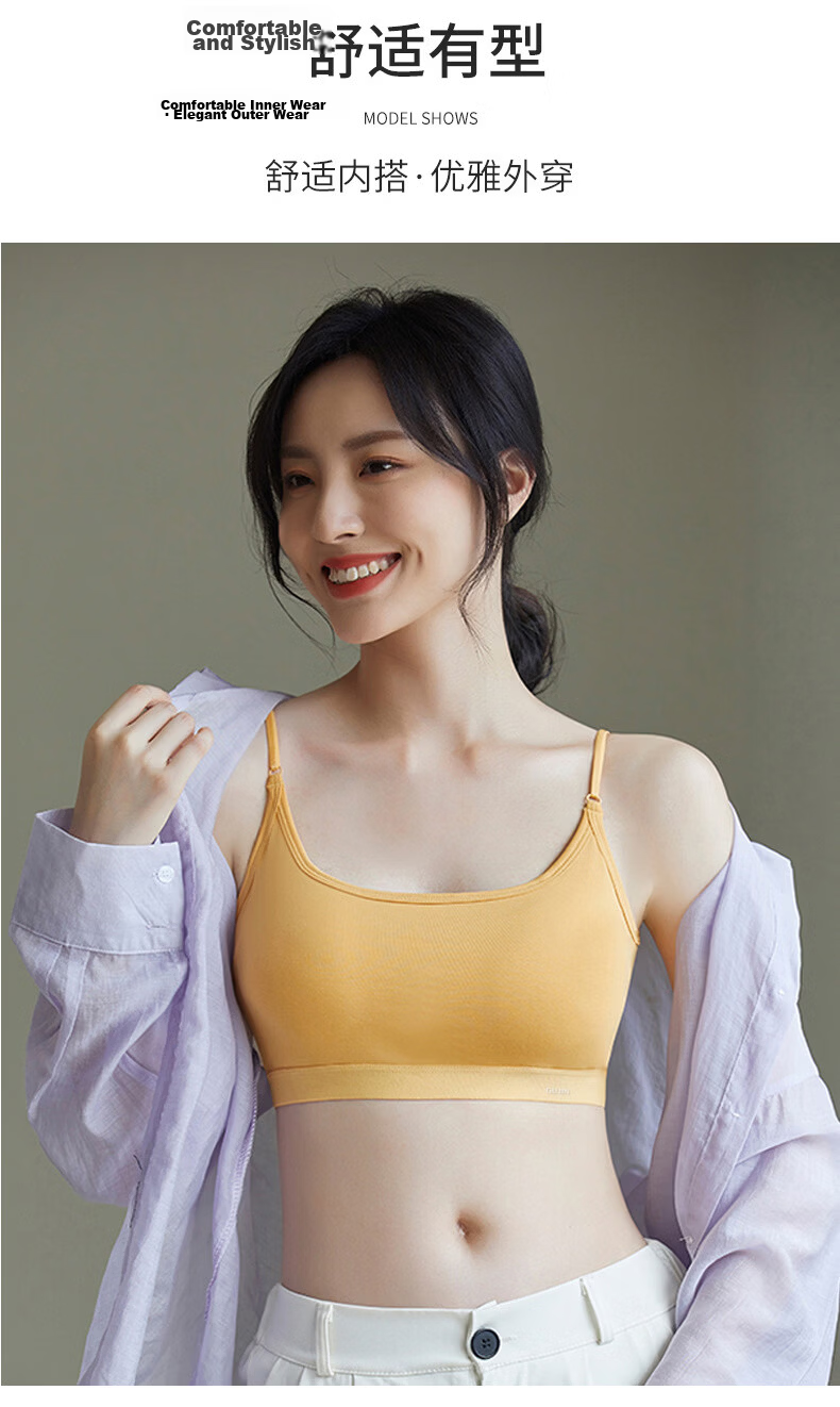 GUJIN Women's Back Beauty Bra 2026 Cotton Strapless Vest Summer Thin Large Chest Minimizing Push-Up Bra 17