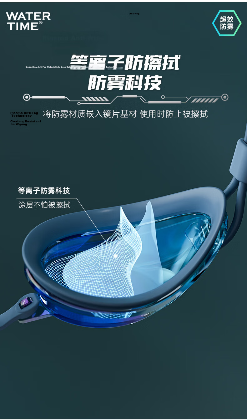 WATERTIME Waterproof Anti-Fog HD Plasma Professional Racing Swimming Goggles FINA Certified for Men and Women 5