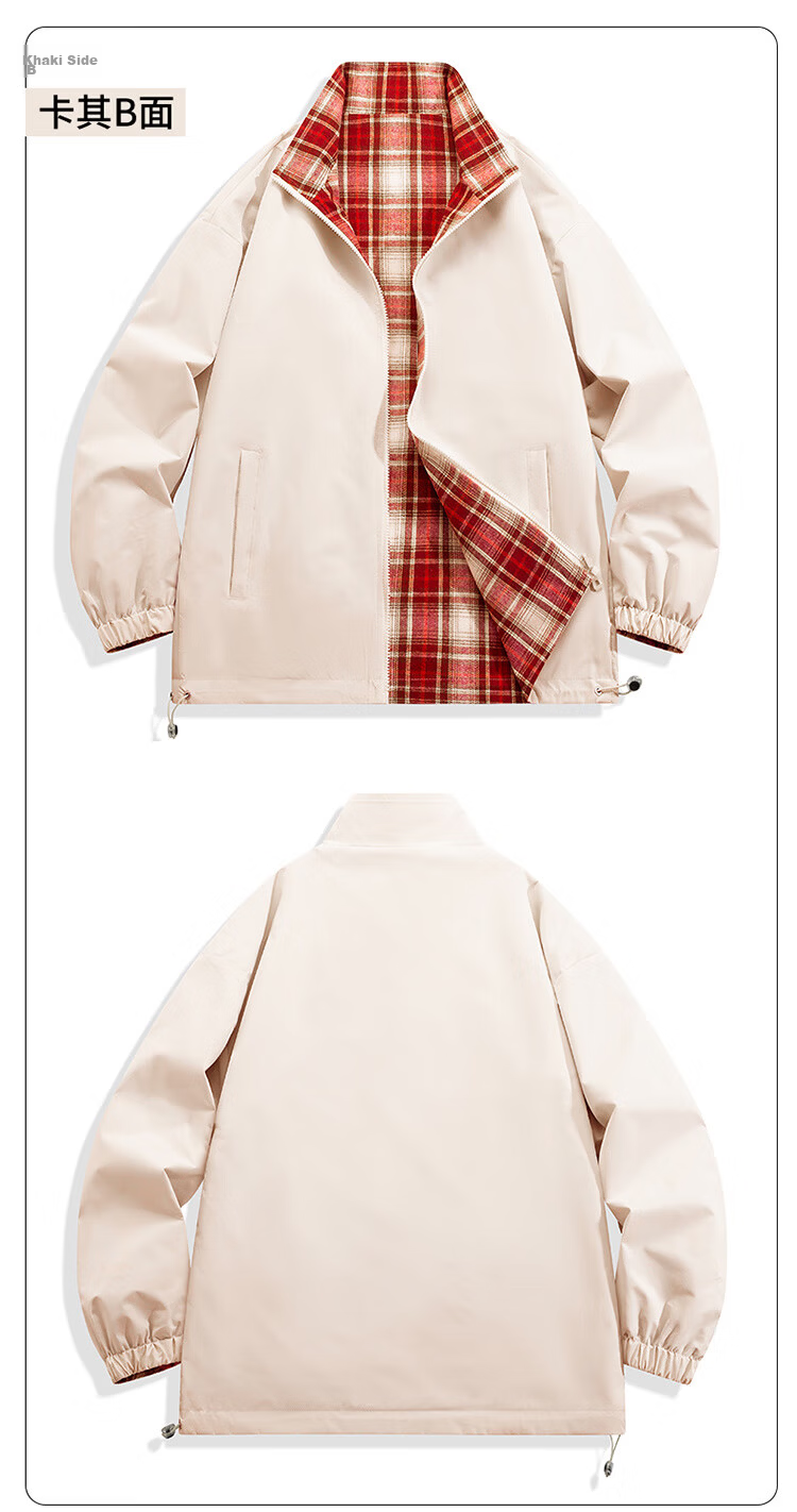 NASA GISS Men's Jacket, Trendy Spring And Autumn Korean Style, Youth Stand-Collar Loose Casual Windproof Warm Coat for Men, Apricot Color, Size L 22