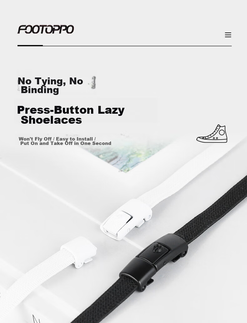 FOOTOPPO Lazy Shoelaces White Sneakers Casual Shoes Sports Shoelace Buckles Men No-Tie Shoelaces Adult No-Buckle Lazy Shoelace Clips Women 1