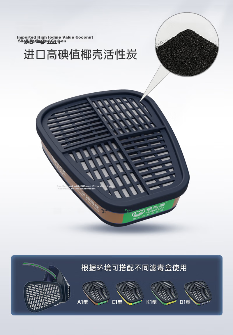 Baoweikang 3200 Gas Mask Activated Carbon Dustproof Protective Mask for Renovation Grinding and Painting with Buckle and 2 Filter Cotton Pads 13