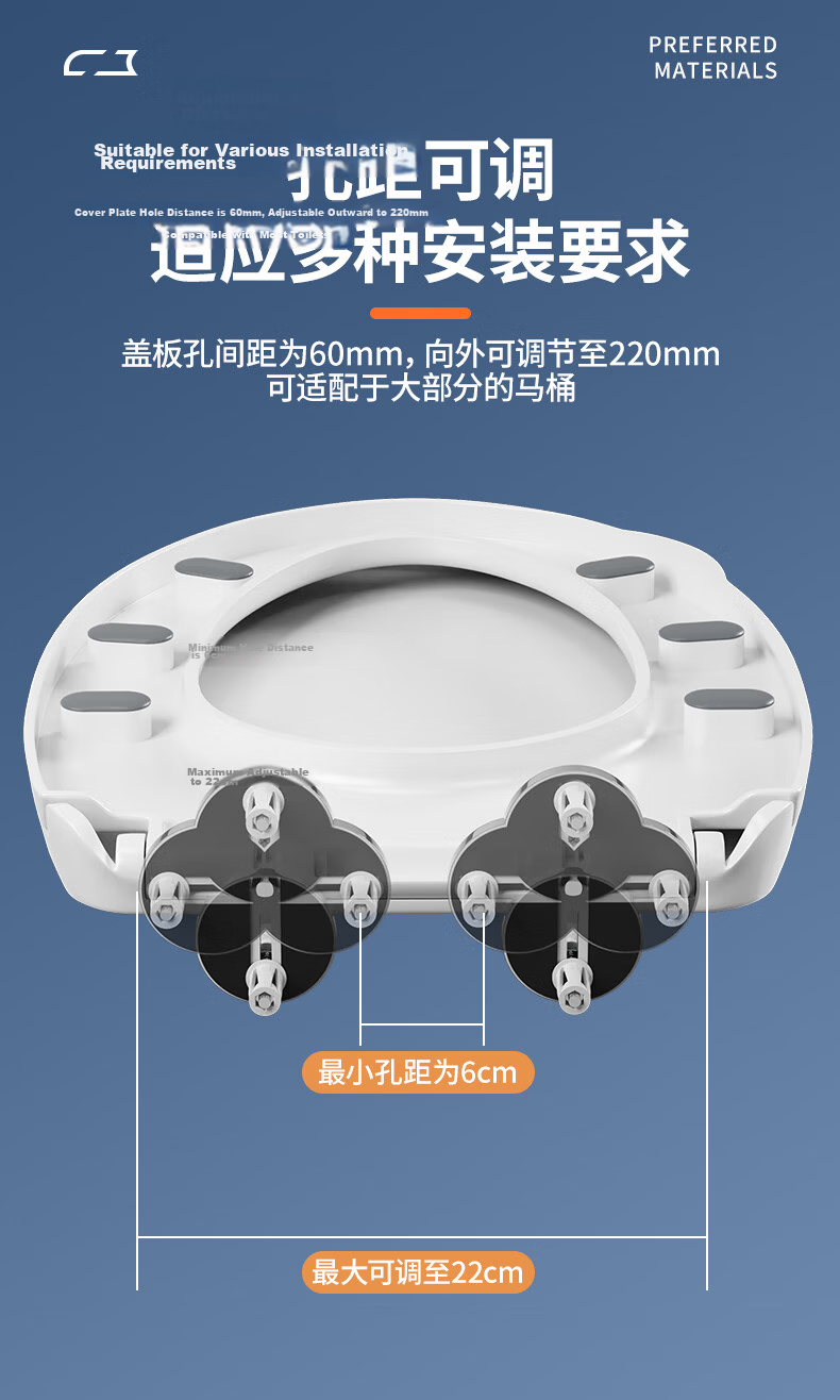 BSITN Slow-Closing U-Shaped Enlarged Toilet Seat Cover Universal Thickened Old-Style Toilet Ring BP040 11
