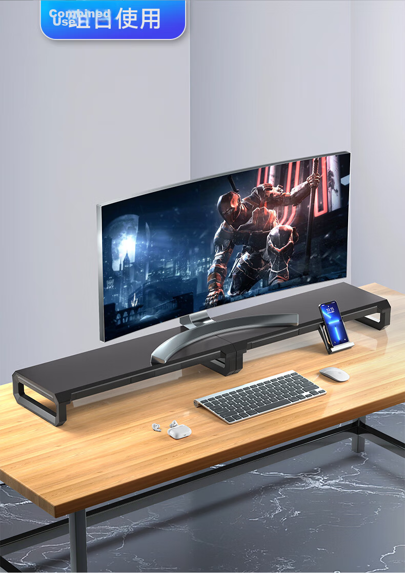 ICE COOREL Monitor Riser Desk T2 Aluminum Alloy Panel Computer Stand Monitor Screen Riser Desktop Computer Desk Bracket 7