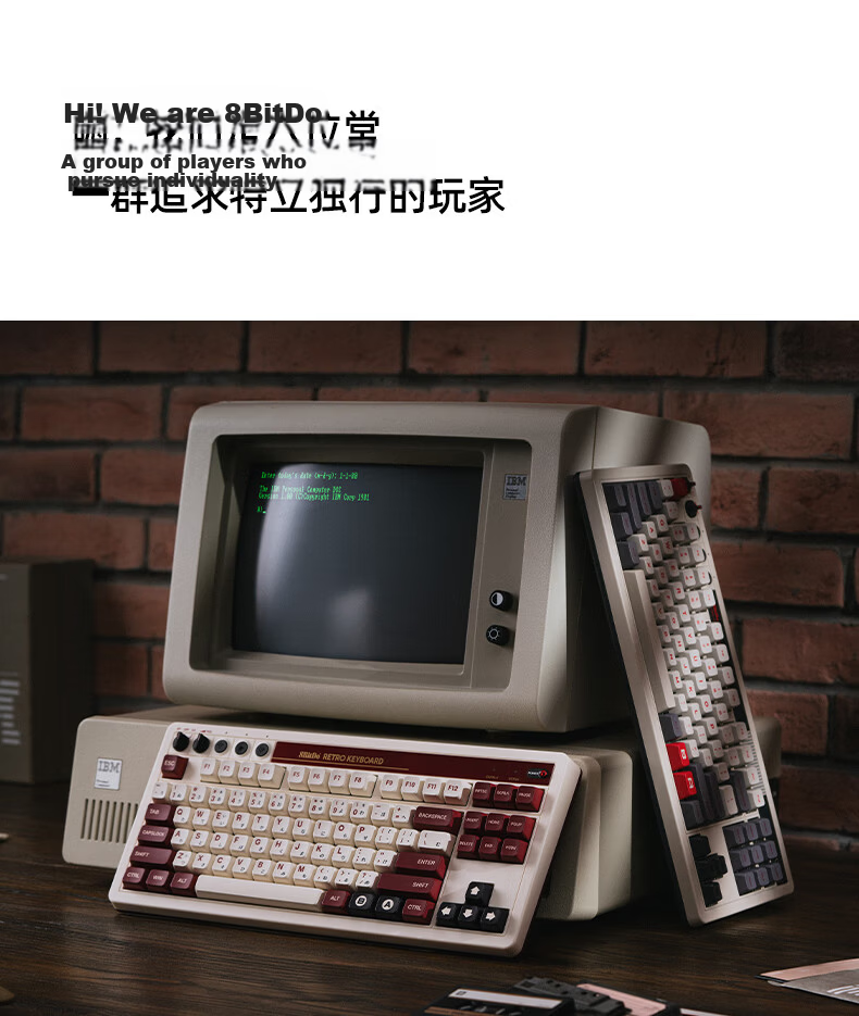 8BitDo Retro18 Digital Keyboard, Compact Mechanical Keyboard, Retro Classic Wireless Office Three-Mode Bluetooth Wired Hot-Swappable PC Computer Keyboard 4