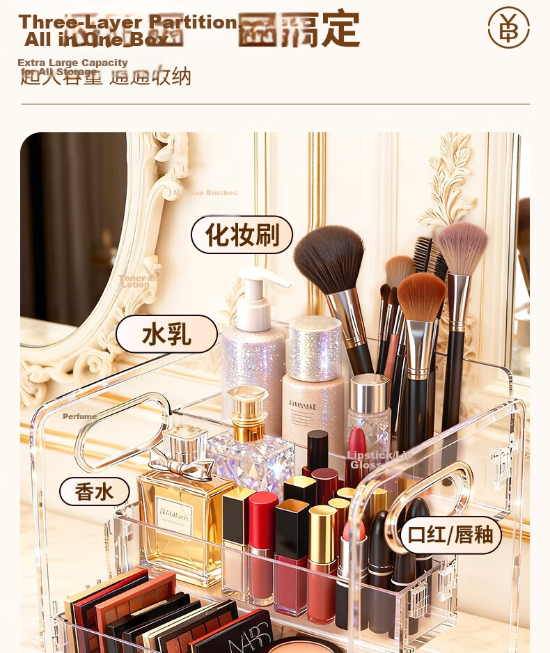 Bing Optimization Transparent Acrylic Cosmetic Storage Box Desktop Vanity Organizer Staircase Perfume Rack 4