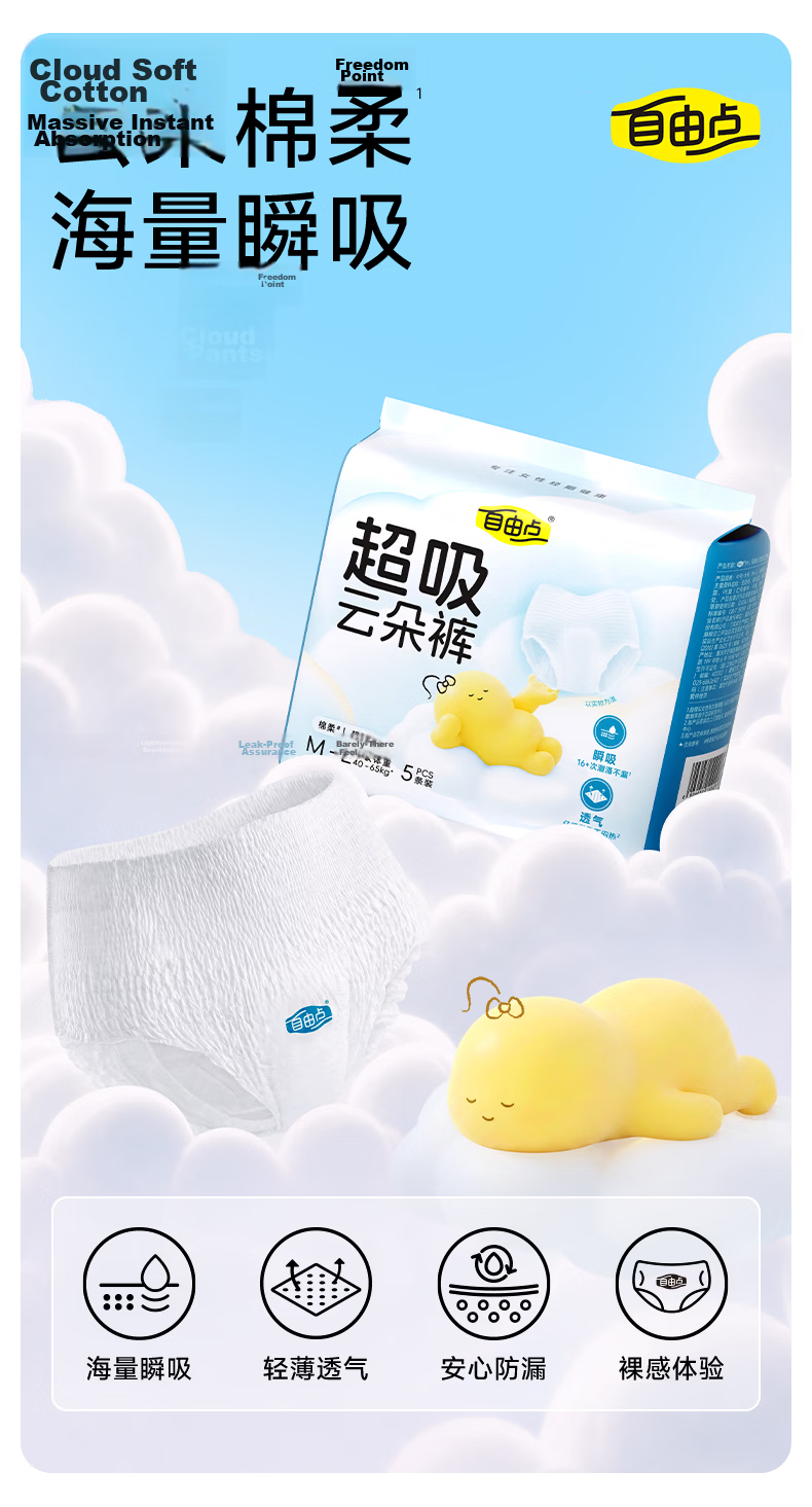 FREEMORE Little Ball Collaboration Comfort Pants Sleep Pants L Size 35 Pieces, Ultra-Thin Menstrual Pads, Night Use Sanitary Napkins for Women, Self-Operated 1