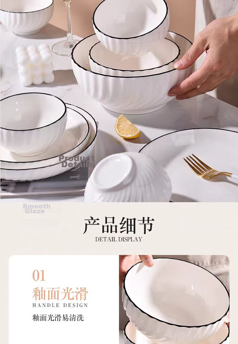 Chuanqi Ceramic Rice Bowls 4.5 Inch 6-Pack Household Small Bowls Noodle Soup Egg Steaming Bowls White Glaze Dinnerware 13