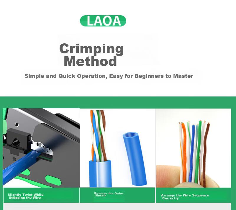 LAOA LA192238 Network Cable Crimping Tool for Cat5/6/7 with Wire Stripper and Tail Crimping Function 20