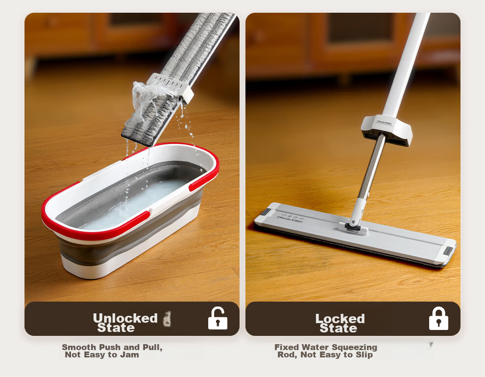 Good Wife Flat Mop 45cm with 2 Cloths Aluminum Alloy Bright Clean Hands-Free Wash Household One Mop Clean 2024 New Model 16