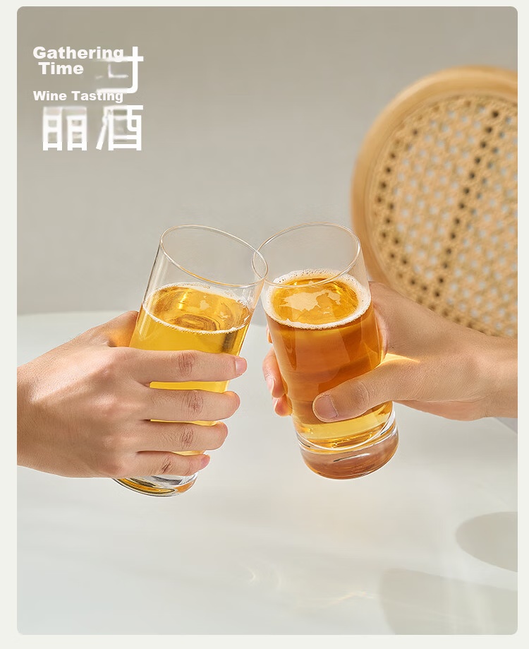 JD Original Glass Cups, Thick Bottom Straight Tea Infuser Coffee Mugs for Home Sharing, 350ml, Set of Six 10