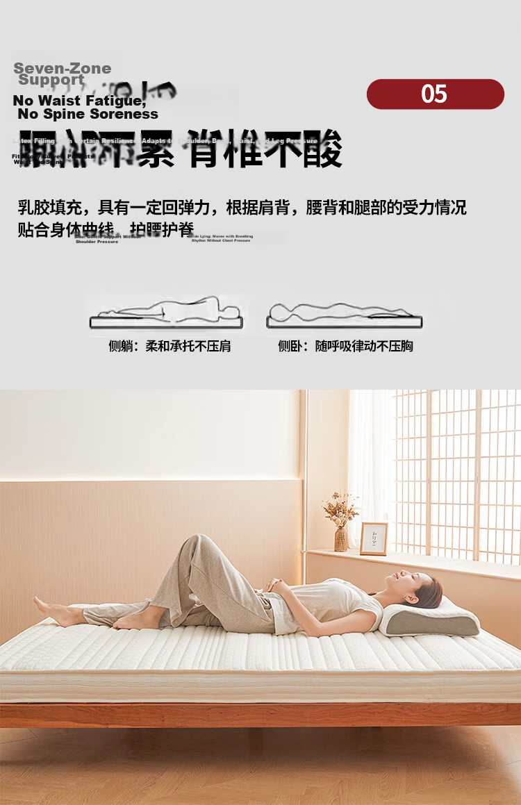 Yalu Freedom A-Class Thai Antibacterial Latex Mattress 1.8x2m Single/Double 3D Thickened 10CM Mattress Pad Off-White 10