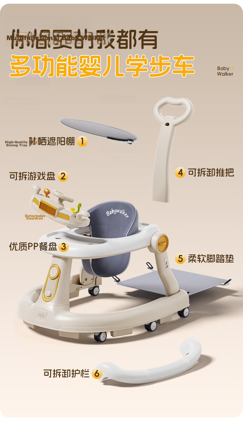 DEERC Baby Walker for 7-15 Months, Anti-Rollover Design, Prevents O-Legged Babies, Push-Toys, Birthday Gift 2