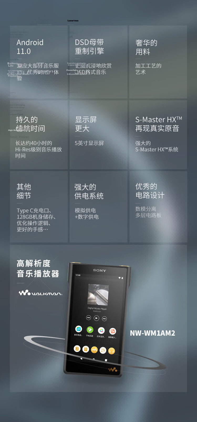 SONY NW-WM1AM2 Hi-Res High-Resolution Music Player/MP3 Hi-Fi Lossless, Black Brick 2nd Generatio 2