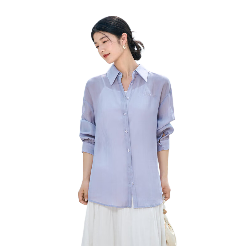 Inman Lyocell Tencel Women's Lightweight Shirt 2026 Summer New Lilac Purple L