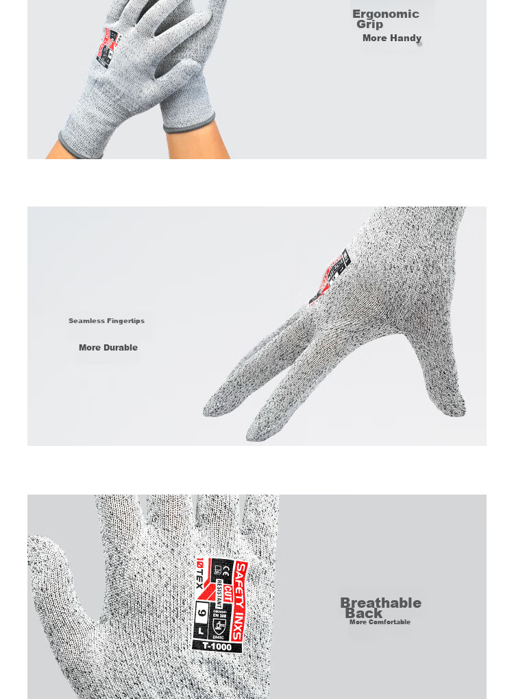 SAFETY-INXS Cut Resistant Gloves, Level 5 Anti-Cutting Work Gloves, Nitrile Anti-Slip Puncture Resistant, Fish Cleaning Outdoor Bite Protection, B-5032 8