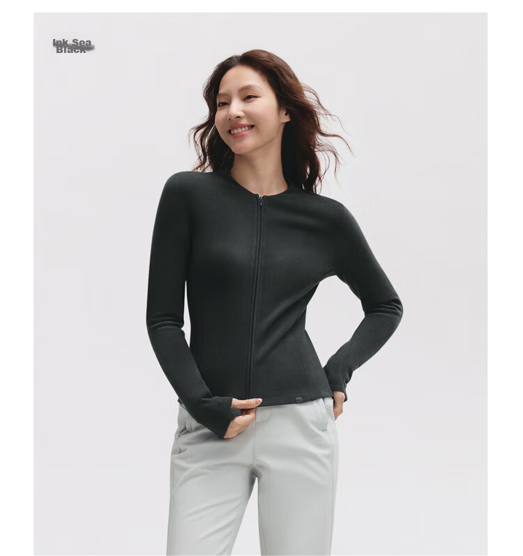 Beneunder Fleece Double Zipper Jacket Women Slim Fit Stretch Long Sleeve Skin-friendly Base Layer PM007 33