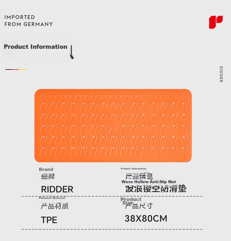RIDDER German Imported TPE Bathroom Non-Slip Mat, Wave Pattern with Holes, Ball Cement Gray, 54*54cm, Suction Cup Anti-Fall 7