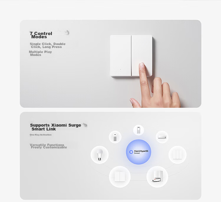 MI Smart Wireless Switch (Double) Deep Space Gray Mijia Wireless Dual Control Panel Remote Switch No Wiring Required 3