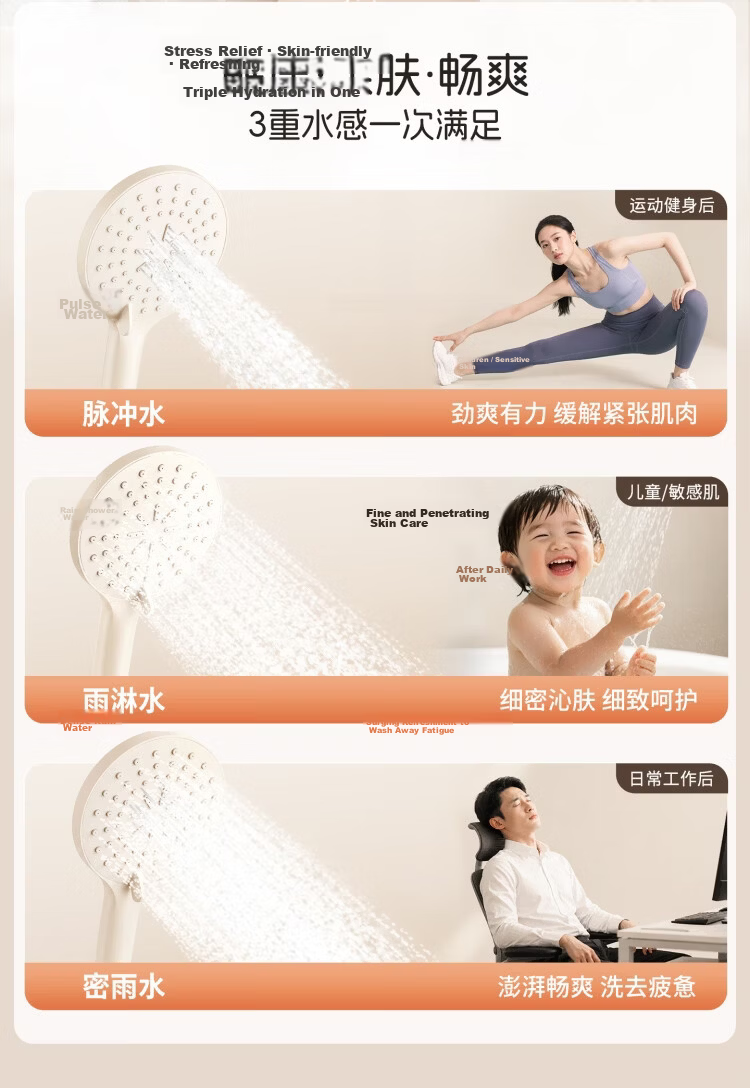 ARROW Simple Shower Head, Gunmetal Gray Shower Head, Brass Faucet, Pressure-Boosting Shower Sprayer 9