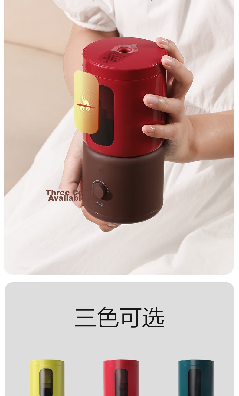 Deli Master Design Fully Automatic Large Diameter Electric Pencil Sharpener Thick Pencil Sketch Special Rotary Sharpener Student School Stationery Adjustable Color Pencil Sharpener Birthday Gift 12