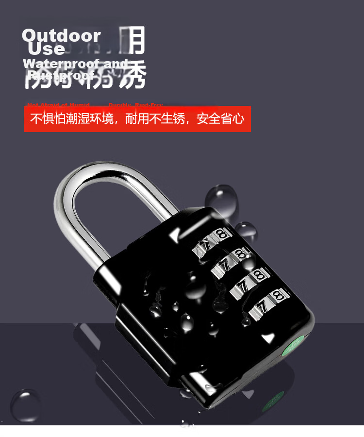 Auburn Combination Padlock 4-Digit Password Waterproof Rustproof Outdoor Use 1604 Black 5