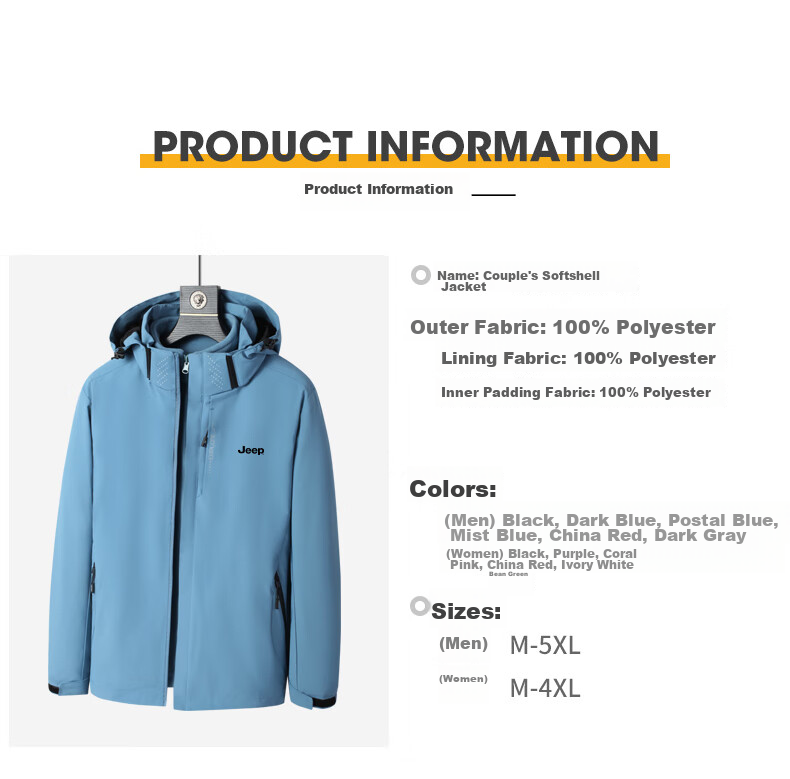 JEEPJEEP Men's Autumn Winter Outdoor Sports Windproof 3-in-1 Mountaineering Jacket Navy Blue 3XL 6