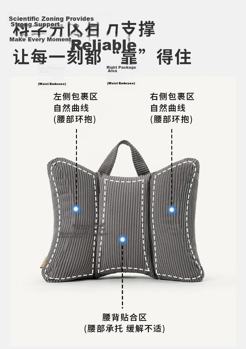 Ailute Office Chair Lumbar Support Cushion Backrest Pillow Maternity Workstation Long Sitting Waist Pillow Lumbar Support Chair Back Cushion 7
