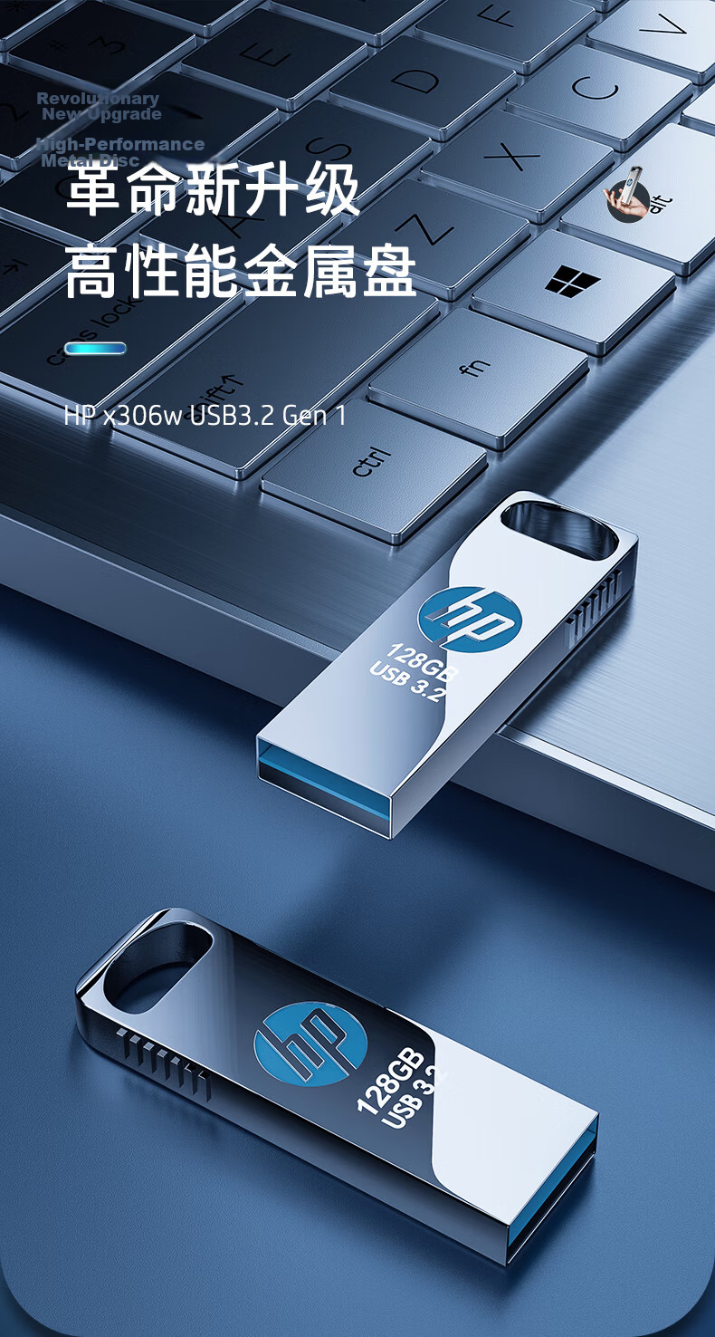 HP 32GB USB 3.2 Gen 1 Flash Drive with Lanyard x306w Metal High-Speed USB Drive 230MB/s Read Speed Upgraded Large Capacity USB Stick for Study Office Car Computer 4