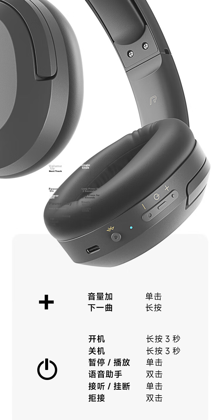 EDIFIER W820NB Dual Gold Standard Edition Over-Ear Active Noise Cancelling Bluetooth Headphones Athens Gray for Mobile Phone, Computer, and Laptop 24