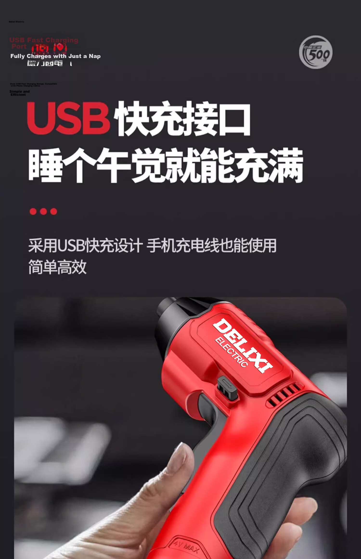 DELIXI ELECTRIC Rechargeable Electric Screwdriver Set, Compact Household Kit with Strong Magnetic Screwdriver And Multi-Functional Electric Screwdriver 26