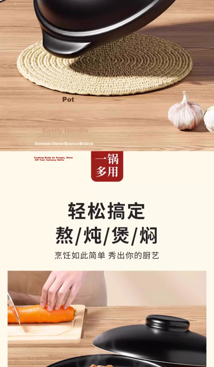Jingyan Claypot Rice Wide Mouth Ceramic Casserole High Temperature Resistant Crack-Resistant Gas Stove Special Cantonese Claypot 11