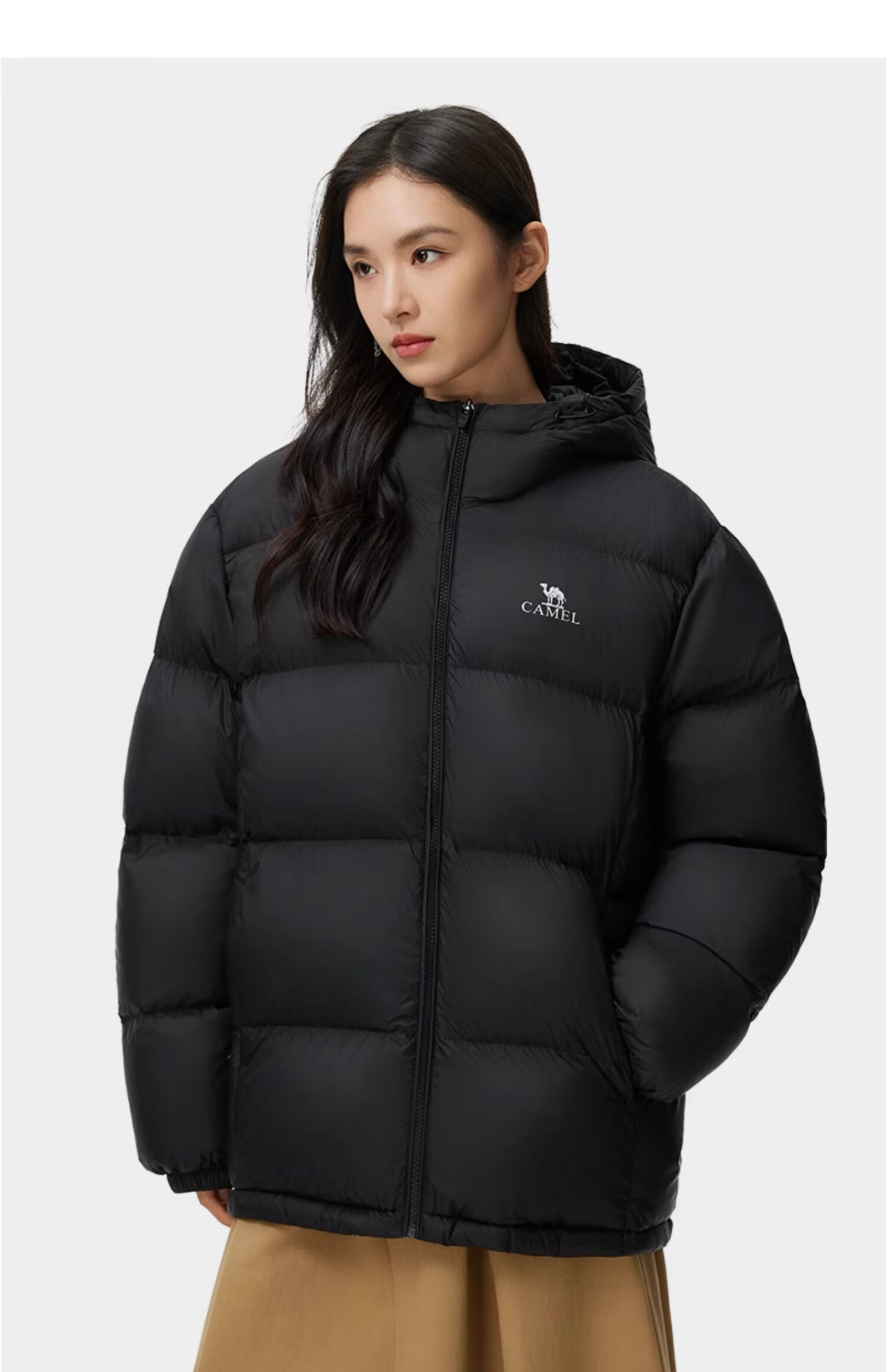 CAMEL [Hug] Winter Outdoor Water-Resistant down Jacket, 600 Fill Power, Unisex Thick Hooded Warm Puffer Coat 29